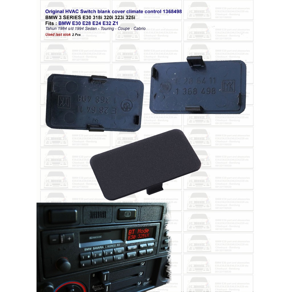 Original Tutup Lubang panel Klimat AC BMW E30 1368498 fits E30 E28 E24 E32 HVAC Switch blank cover c