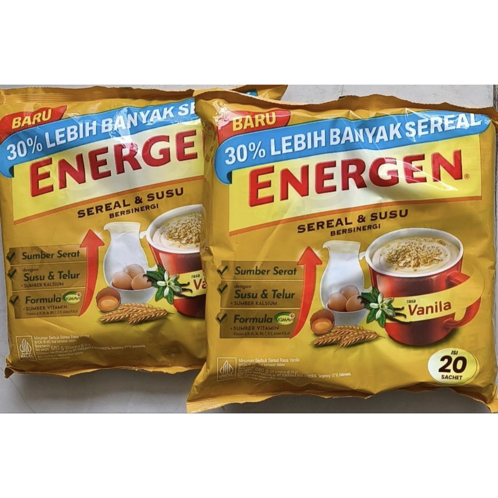 

ENERGEN SEREAL & SUSU RASA VANILA ISI 20 SACHET(20 BKS @ 32 G)