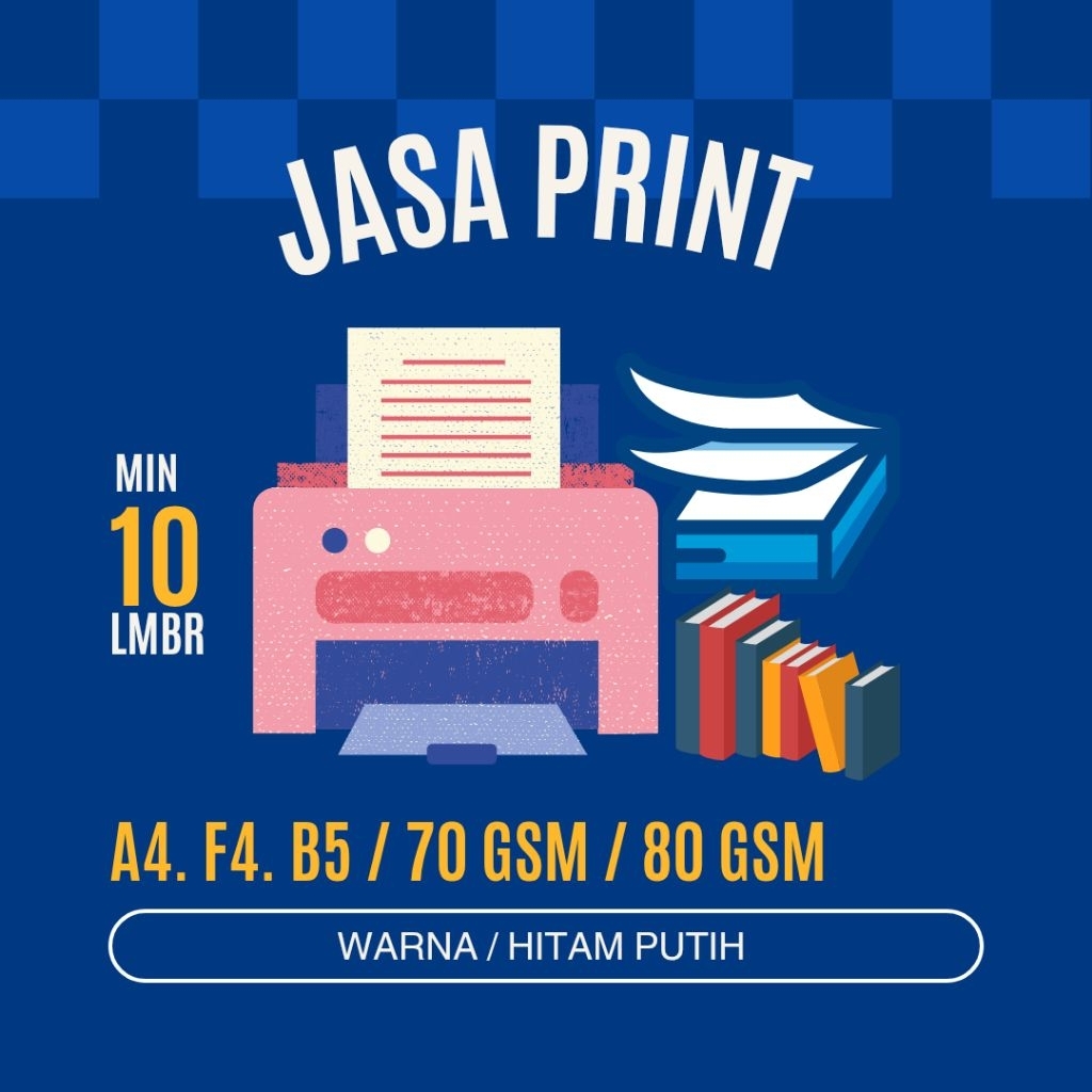 

Jasa Print dokumen min. 10lembar/ print skripsi/ print tugas kuliah/sekolah/ buku