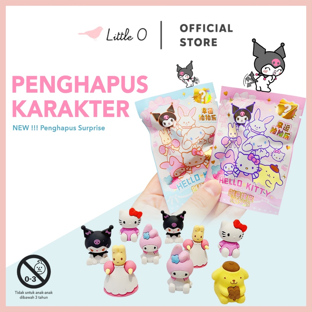 

LITTLE O Penghapus Surprise Sanrio Pokemon Misteri Bag Karakter Penghapus lucu Random Karakter