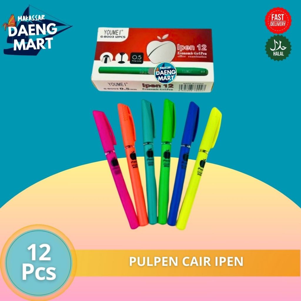 

Pulpen Gel Apel / Pen Ipen Murah / Bolpen Apple 0.5mm (12pcs)