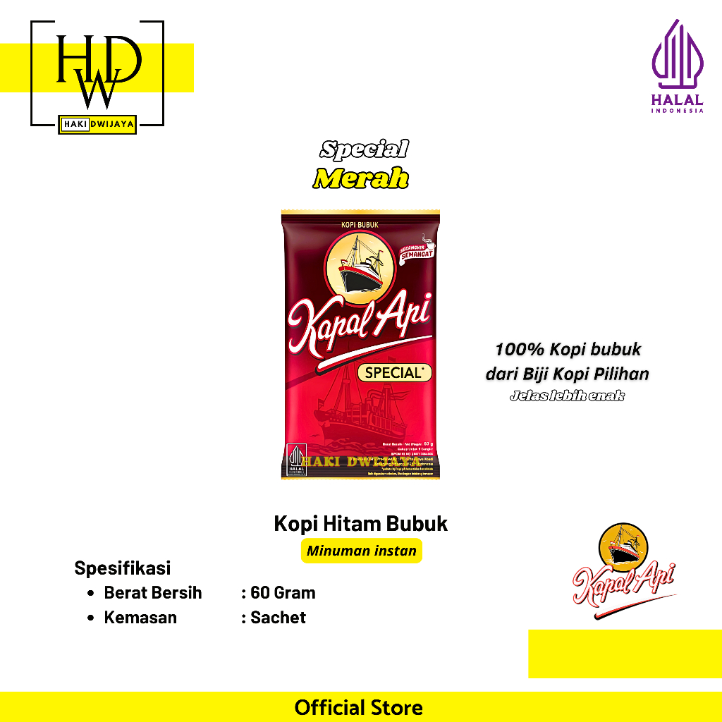 

[60 Gram] Kopi Kapal Api Special Merah / Kopi Hitam Bubuk