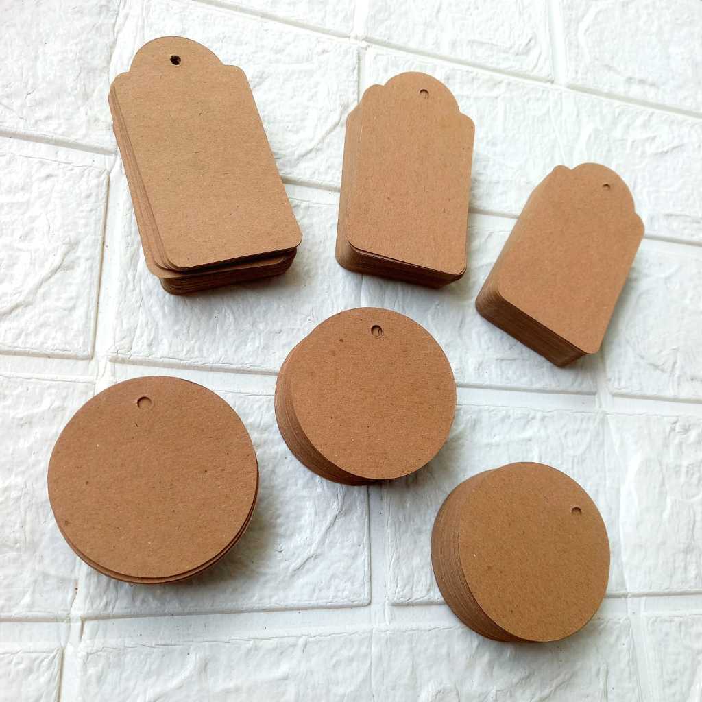 

(50pcs) Hangtag Polos Hang Tag Label Baju Parcel Kartu Ucapan Kraft Tebal
