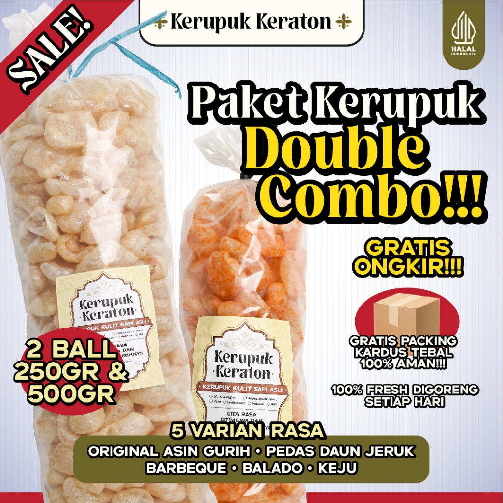 

Kerupuk Keraton – Paket Combo 250 + 500gr Rambak Sapi Asli | Isi Lebih Banyak, Harga Lebih Hemat