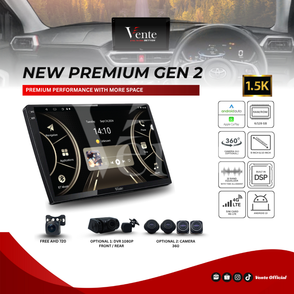 VENTE - Head Unit Android New Premium Series Gen 2 1,5K QLED 9 Inch dan 10 Inch 6/128 Gb