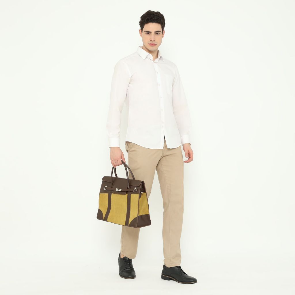 (MALIHA)Man Bag Wicker In Green Brown