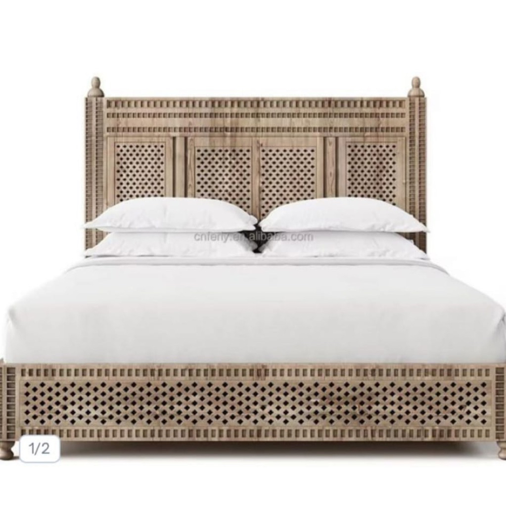 Dipan klasik kayu jati tua tempat tidur mewah terbaik