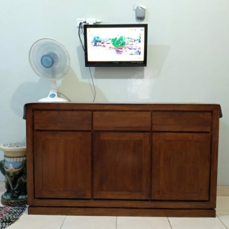 Bufet Buffet Tv Meja Tv Minimalis Kayu Jati, Rak Tv Kabinet Lemari Laci Minimalis Jati