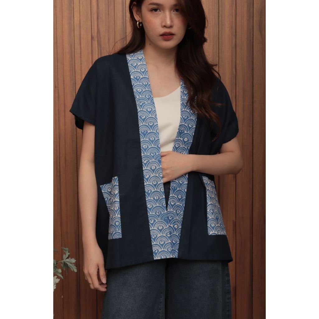 Perahu | Saga Outwear cardigan Wanita bahan batik kombinasi katun oversize