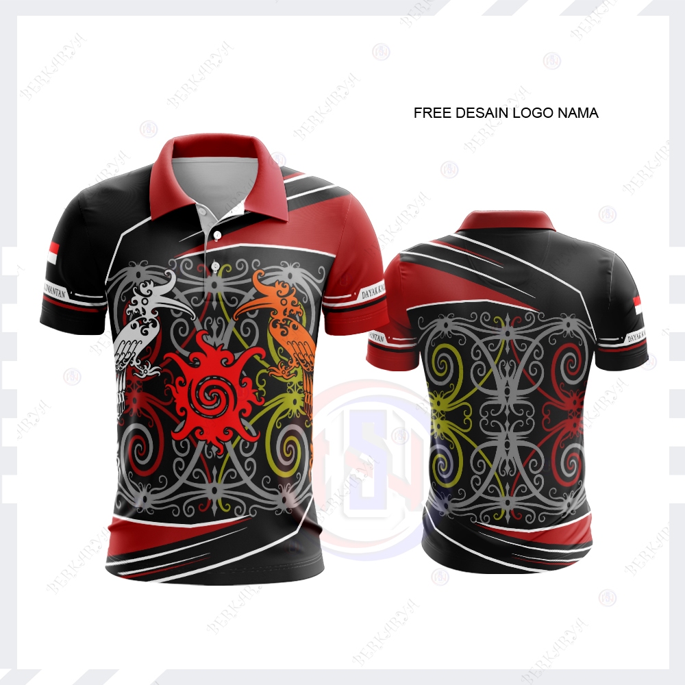 Jersey Pria Motif Batik Dayak Kalimantan / Baju Batik Kalimantan /Kaos Polo Pria Batik Dayak Terbaru