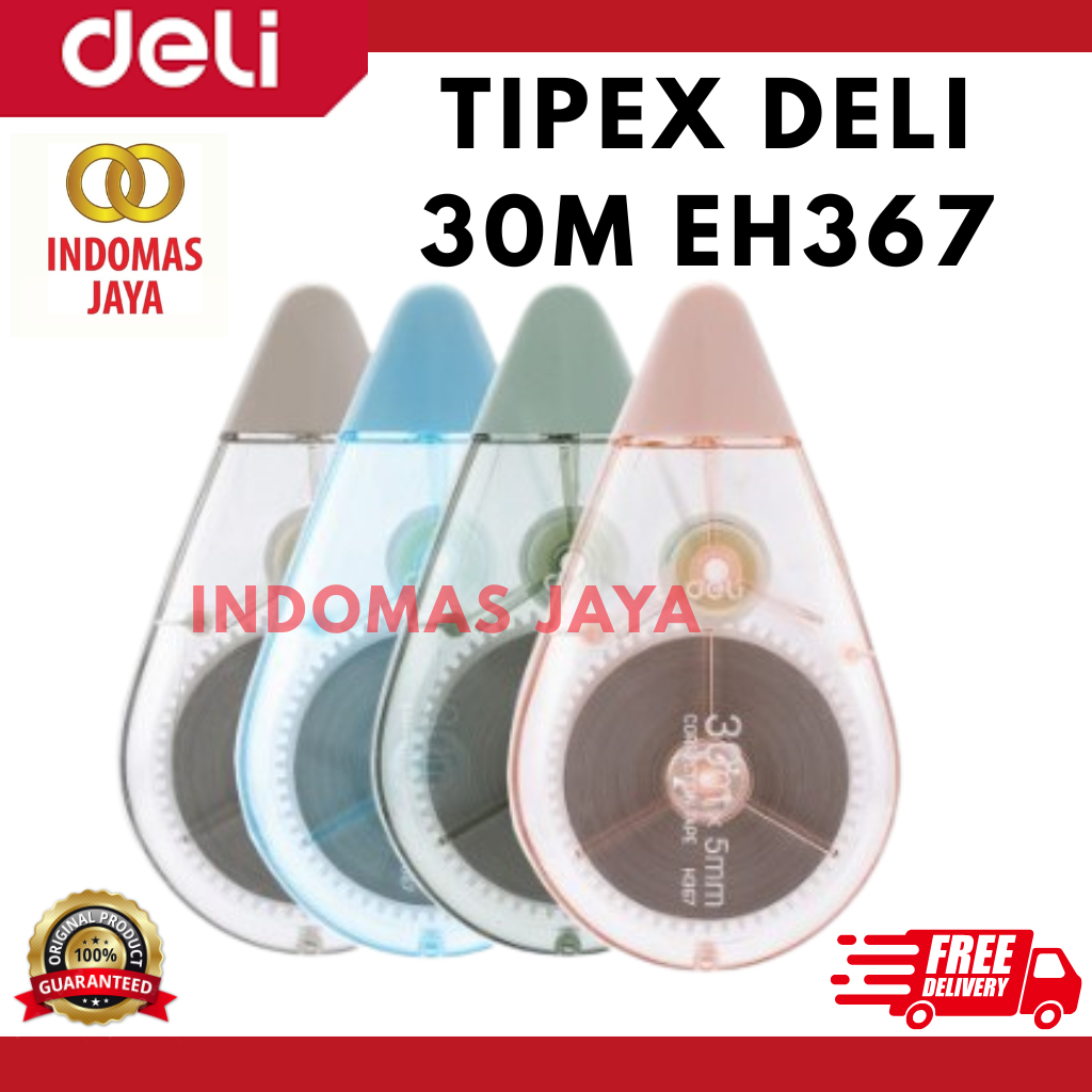 

Deli Correction Tape / Tip Ex Kertas / Pita Koreksi 30 Meter Warna Pastel Tidak Mudah Terputus EH367