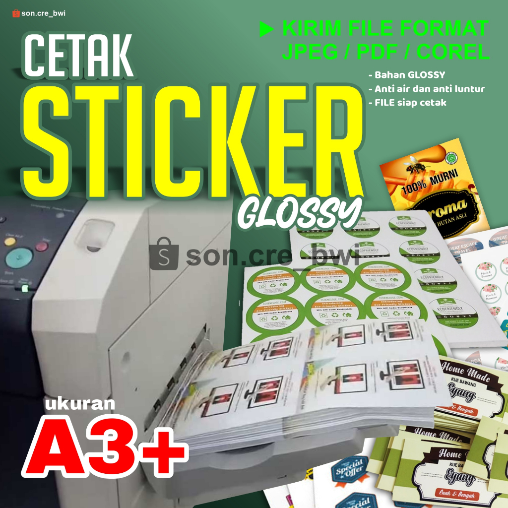 

Sticker Glossy, sticker label, sticker bontag A3+