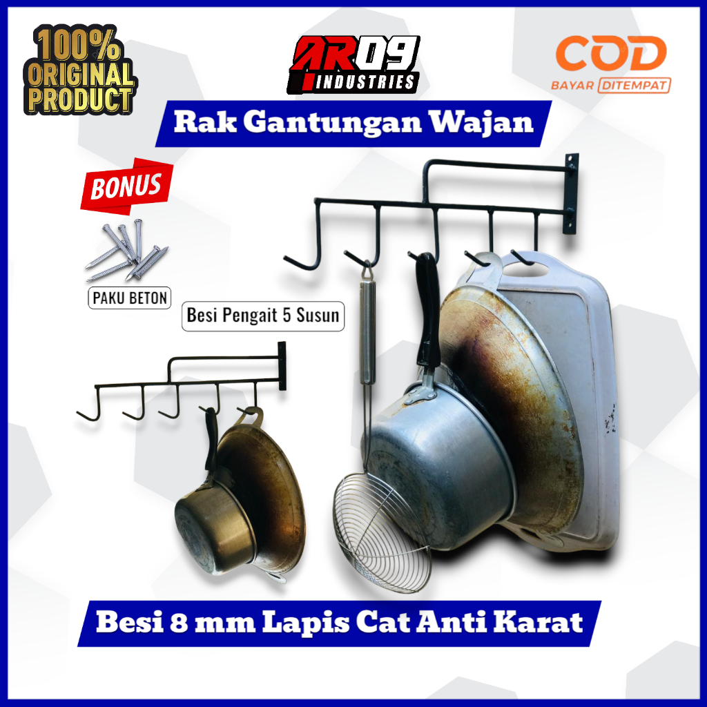Rak Gantungan Panci Wajan - Rak Dapur Cantolan Wajan & Panci Tempel Dinding