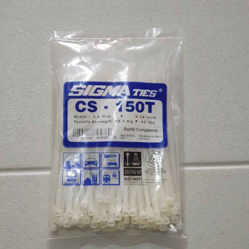 

kabel ties-kabel tis-cable tis tie cs 150 T putih 15cm sigma cs150T