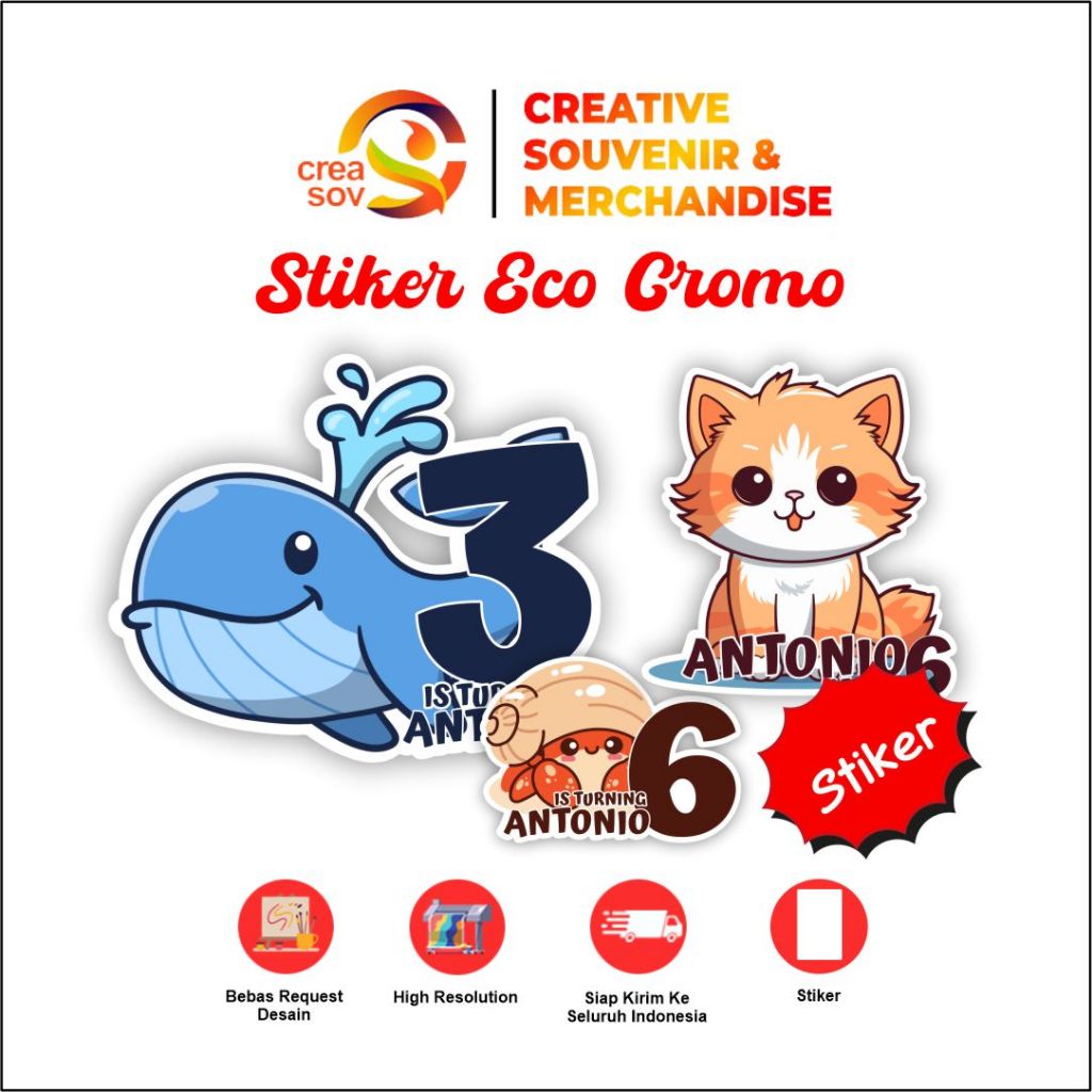 

Creasov - Stiker Bentuk Hewan Ulang Tahun Anak Sticker Souvenir box Ulang Tahun Anak Murah Costum