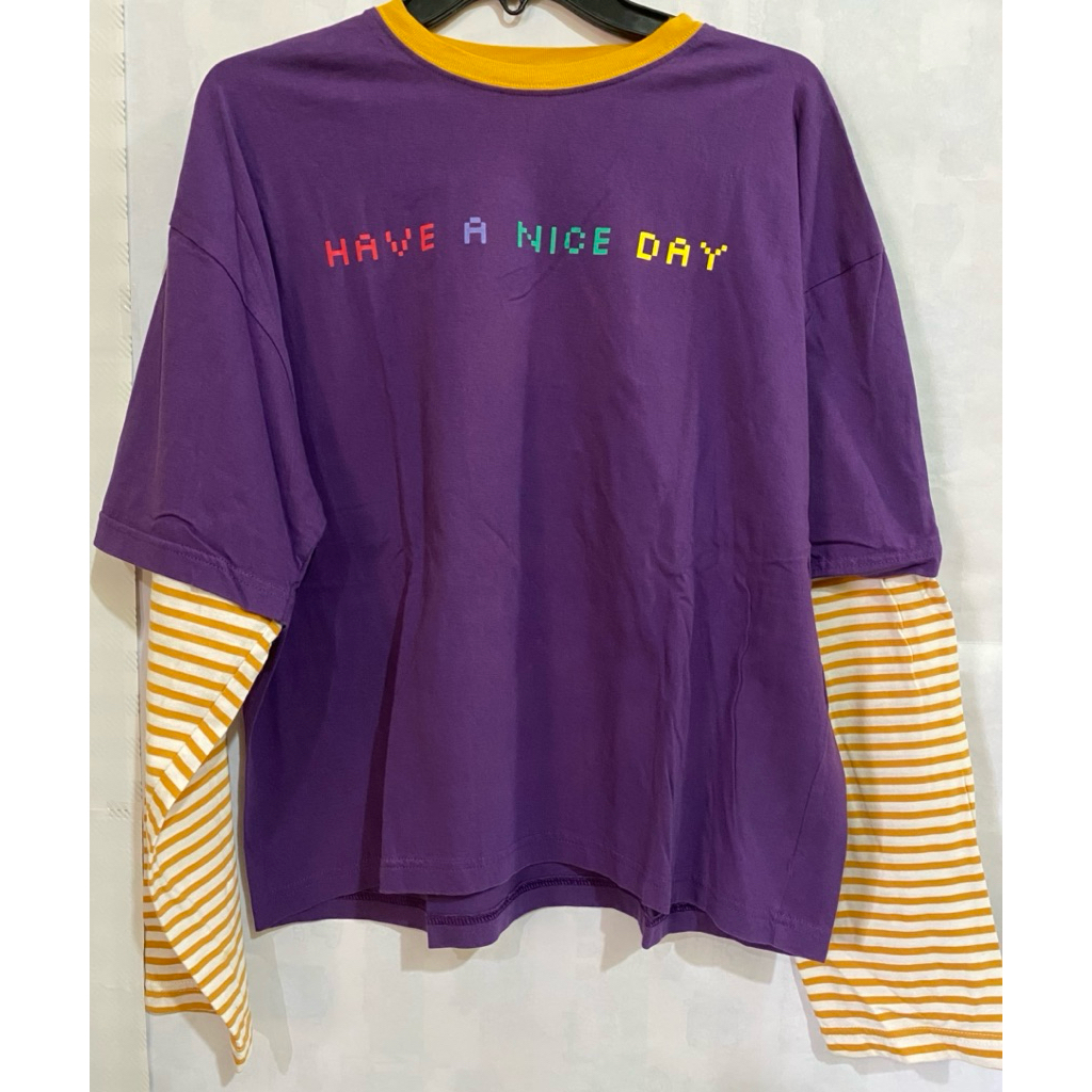 Preloved Kaos Lengan Panjang Collage Kit. Ungu