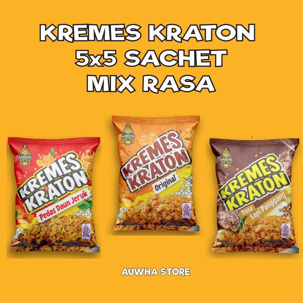 

KREMES KRATON 10 SACHET MIX RASA 5x5 , ORIGINAL, PEDAS DAUN JERUK, SAPI PANGGANG-KREMES AYAM KRATON 16gram