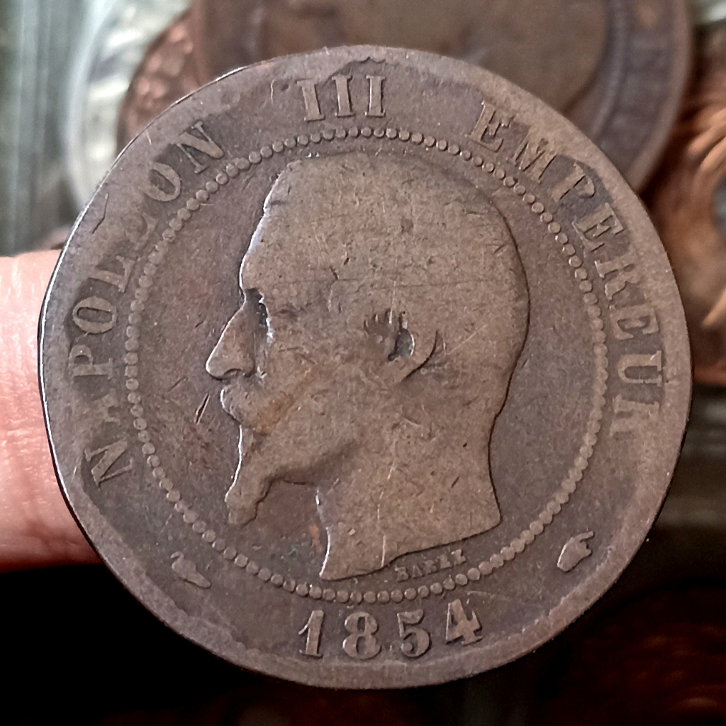 Koin Kuno Perancis / France 10 Centimes - Napoleon III Tahun 1854 (A)