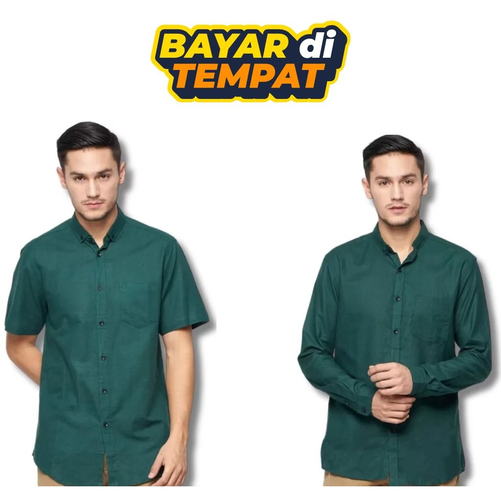 kemeja pria lengan pendek bahan katun premium pria Hem pria kemeja kantoran motif polos lengan pende