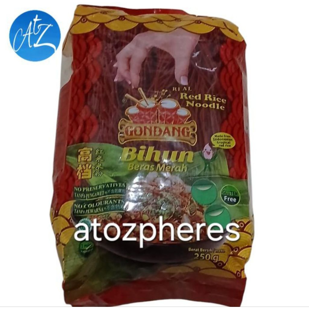 

Bihun Beras Merah TANPA PENGAWET & PEWARNA halal MUI bebas gluten free GONDANG Red Rice Noodle 250g