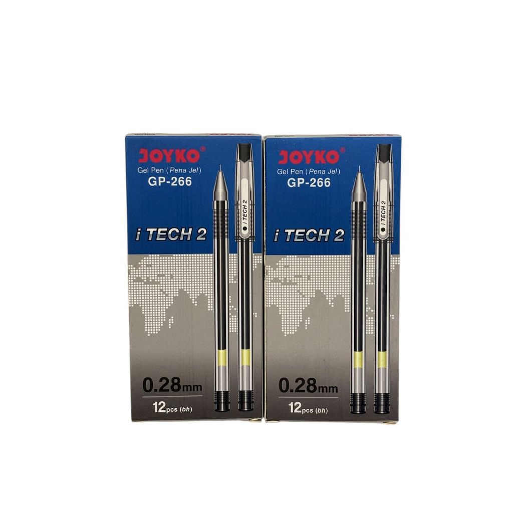 

Pulpen Joyko GP-266 Gel Pen iTech 2 0.28mm – Hitam (Isi 12)