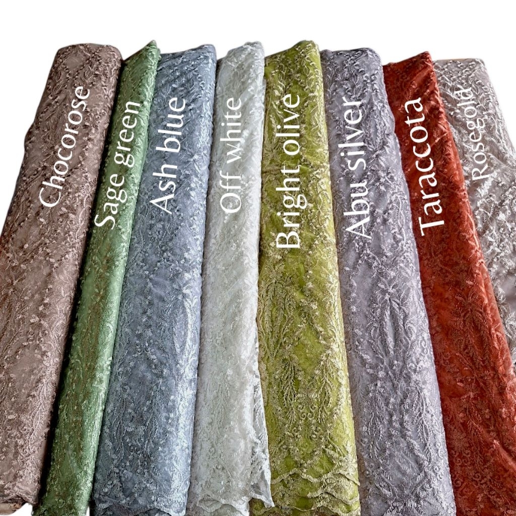 1/2 Meter Kain Tile Fabric Rambat Bunga Bahan kebaya Tule Prancis NEW Motif Rambat Bunga Mewah Bakal