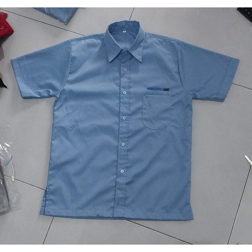 BAJU SERAGAM PABRIK HWI PRIA baju kerja warna biru seragam kerja pria baju kerja pabrik garment