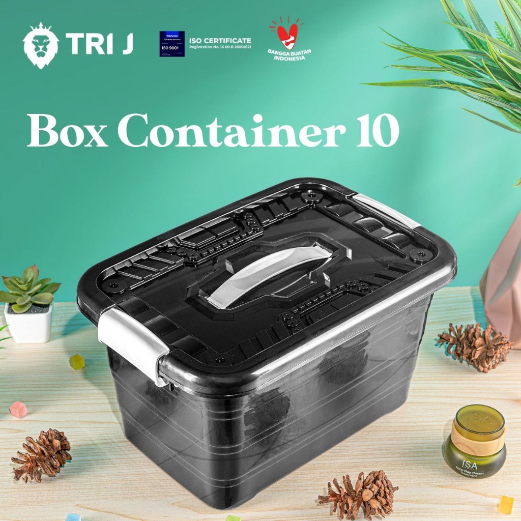 BOX CONTAINER 10 LITER HITAM | KOTAK PENYIMPANAN TRI J