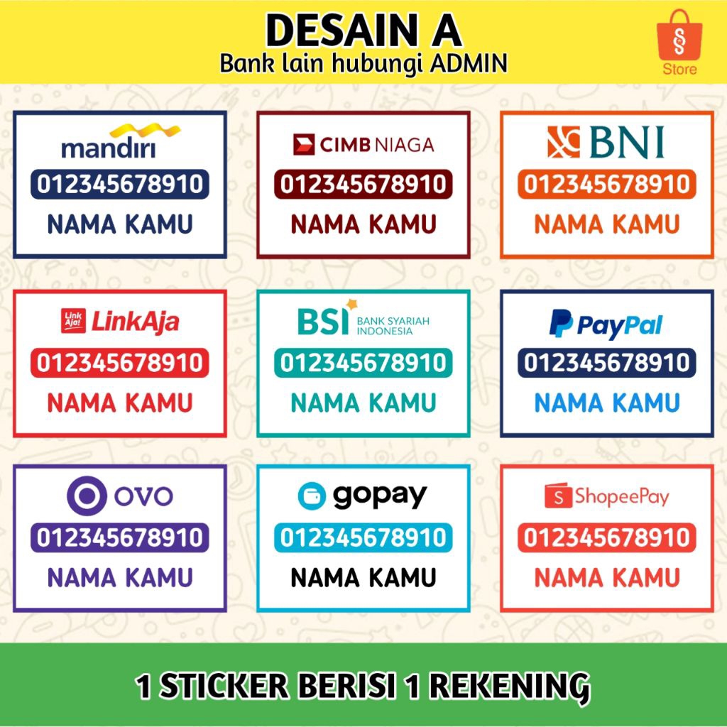Sticker Whatsapp Rekening Bank Desain-A