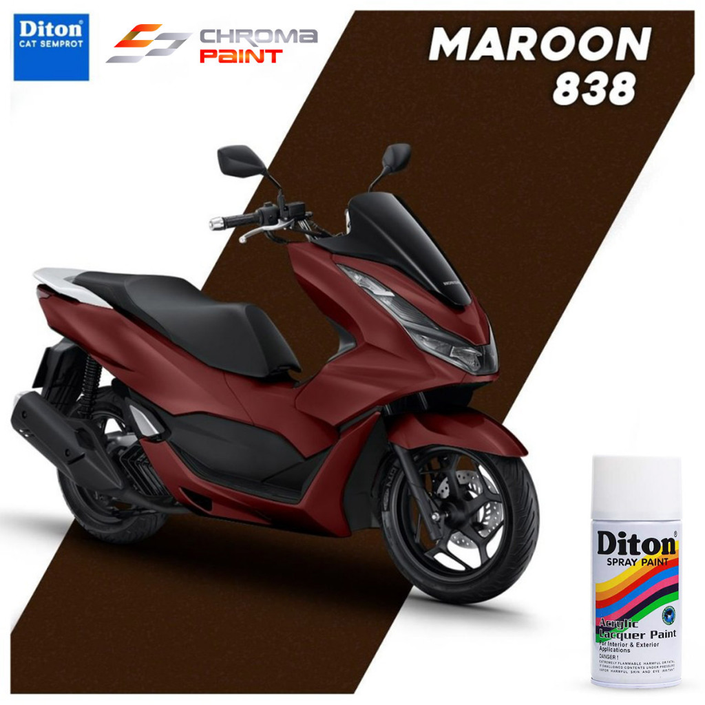 Diton 838 Maroon – Cat Semprot Merah Marun Glossy Tajam untuk Mobil & Motor