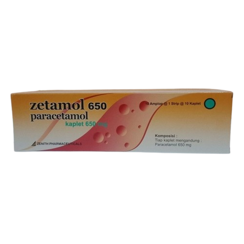 Zetamol Forte Paracetamol 650 mg Box isi 100 Tablet Demam Sakit Kepala Nyeri
