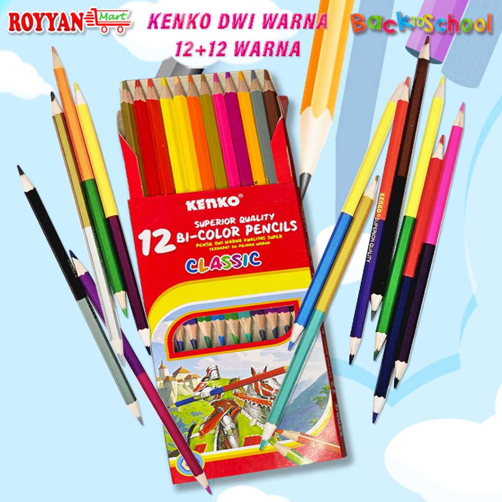 

PROMO Kenko Pensil Warna Panjang Pendek & Dwi Warna Classic 12 color