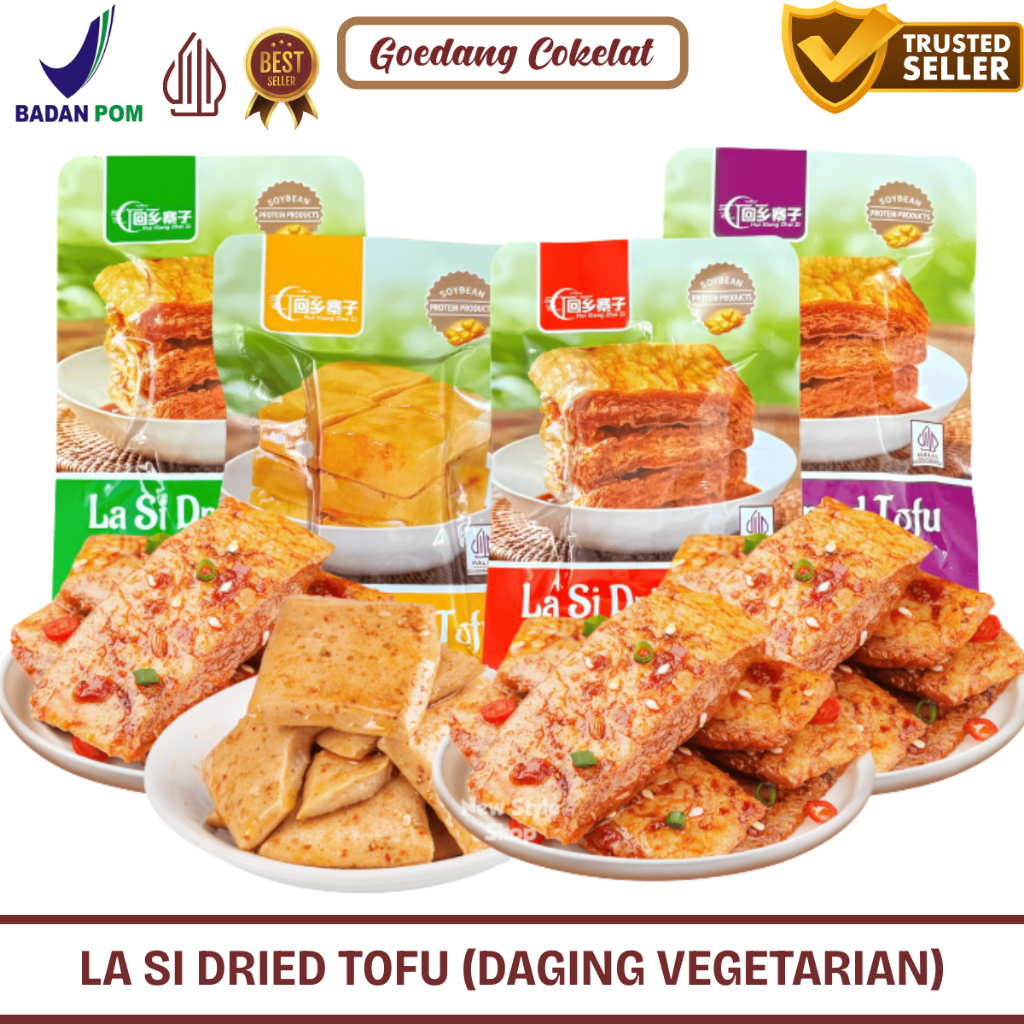 

[ HALAL ] Tofu Kering / Tahu Kering / La Si Dried Tofu Snack / Tahu Semi Kering Asin Gurih Pedas 25g