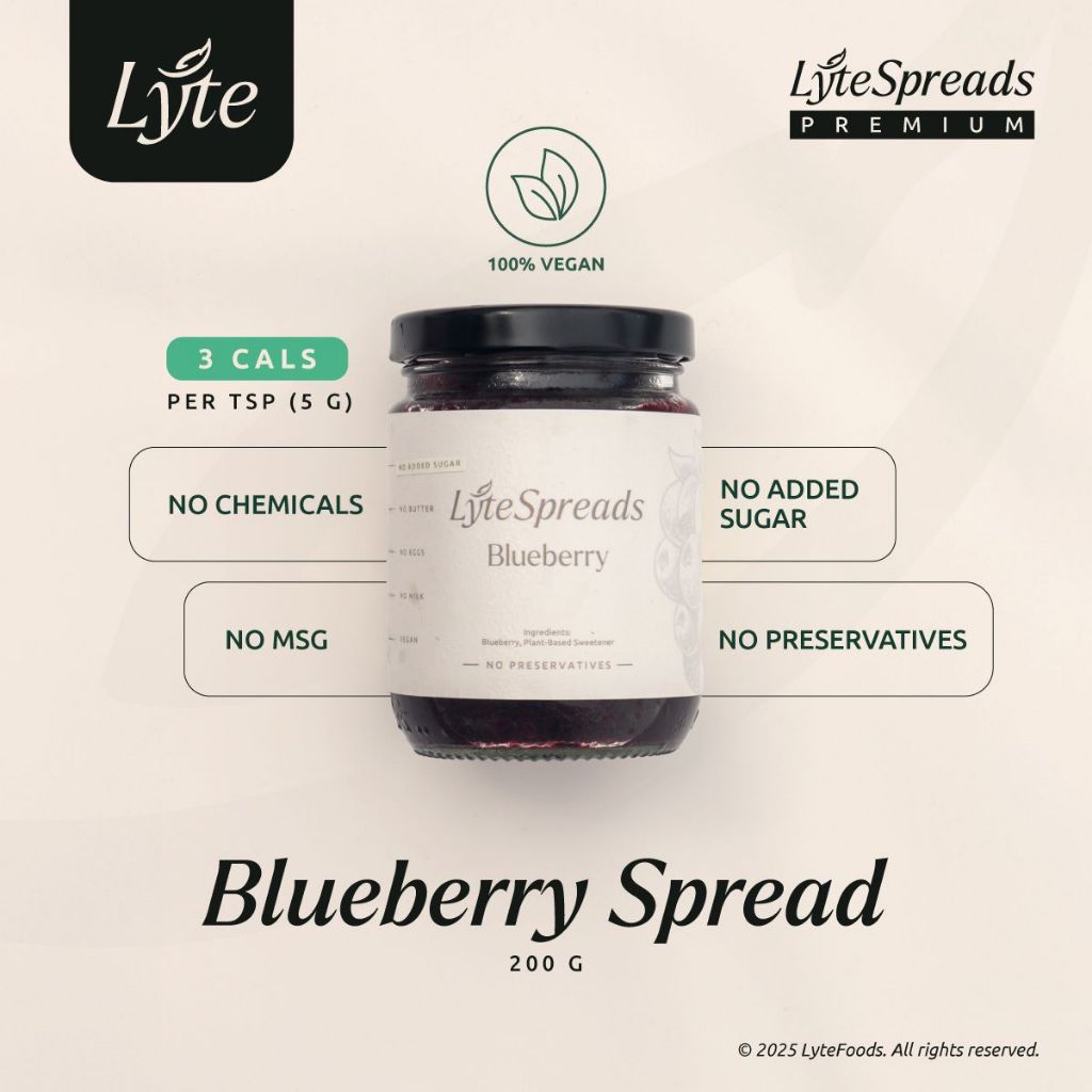

LyteSpreads Blueberry • Vegan & Gluten-Free Spreads • No Added Sugar, Eggs, Butter, Milk & Preservatives