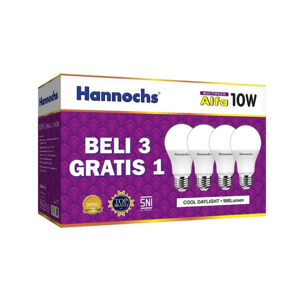 HANNOCHS ALFA LAMPU BOHLAM LED MULTIPACK 10 WATT