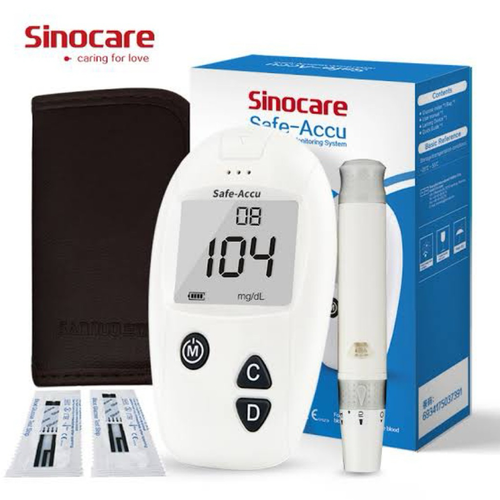 sinoheart Safe Accu Kit Meter Alat tes gula darah Sinocare Safe accu alat tes gula darah