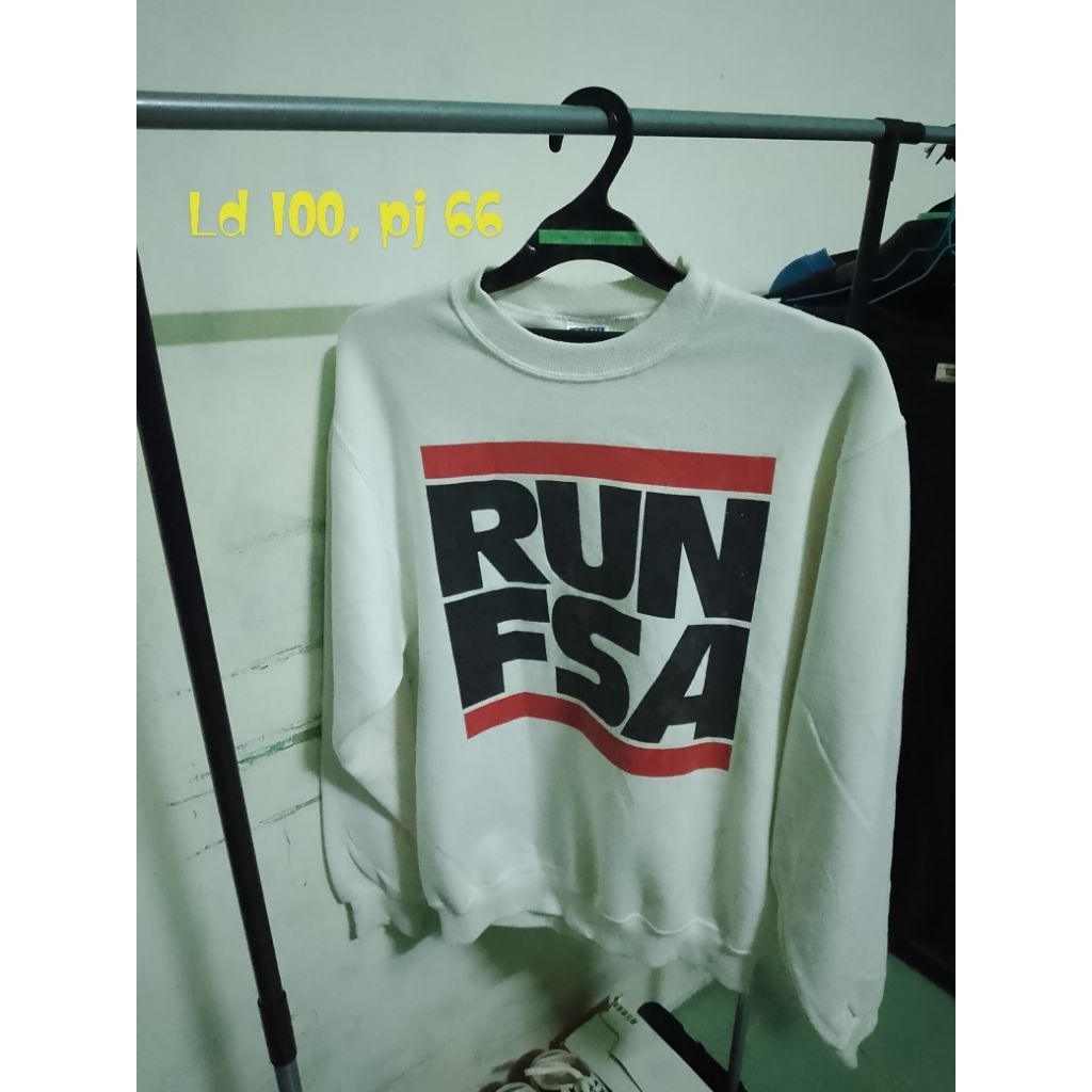 crewneck pria/wanita brand jerzees warna putih bahan baby Terry