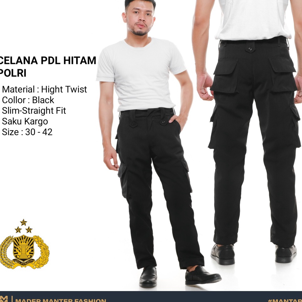 KODE F84X Celana PDL POLRI Hitam Cargo Kualitas Terbaik Celana PDL POLRI POLISI Cargo Hitam Terbaru 