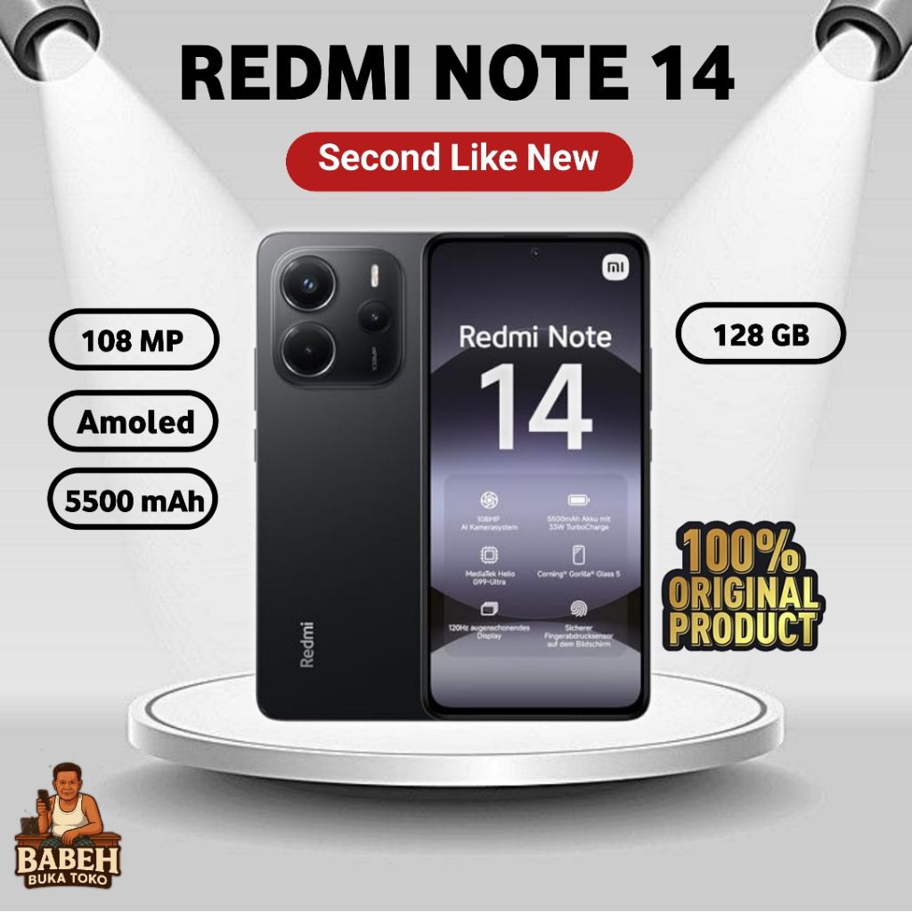 HP XIAOMI REDMI NOTE 14 4G|8-128GB {Ex display} MIDNIGHT BLACK