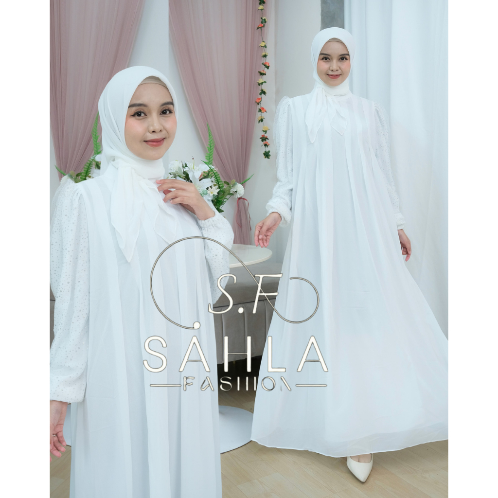 Gamis Dress Keisa Thalia 1set/hijab Mix Brukat Rain Droff Full tangan Fashion muslim wanita