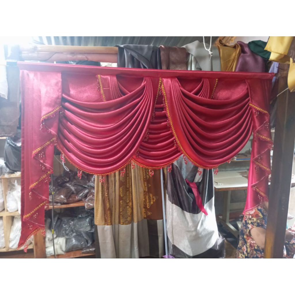 Poni Gorden Mewah Gelombang Spanyol Poni saja Gorden jendela poni rumbai mewah Lebar 3 Meter