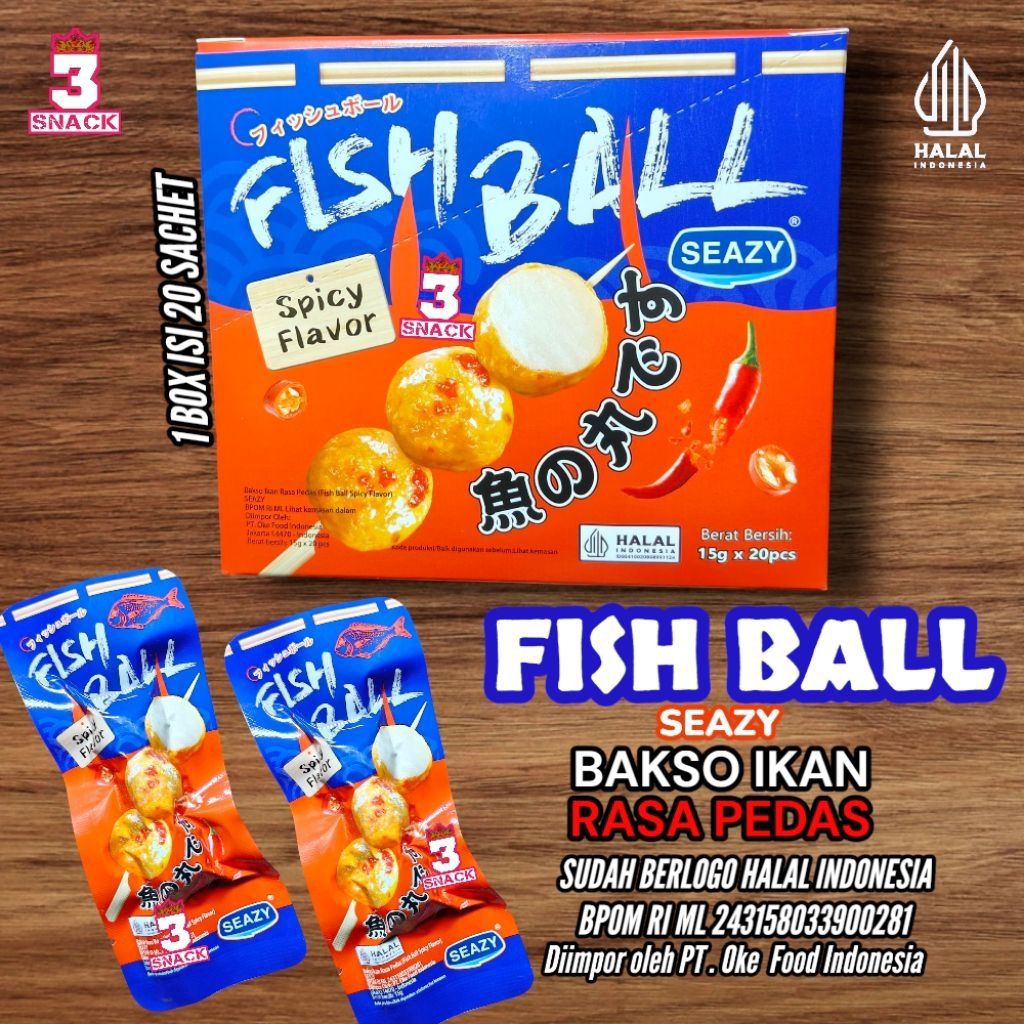 

1 box seazy fish ball bakso ikan spyci isi 20