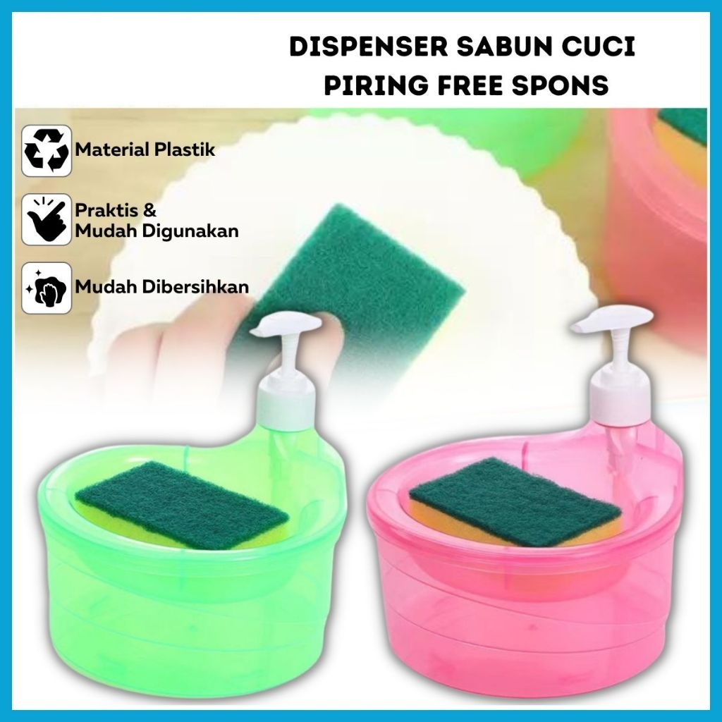 Tempat Sabun Bulat 1000ml + Spoons / Soap Pump 2in1 MR.DIY / Dispenser Sabun Cuci Piring Unik VIRAL