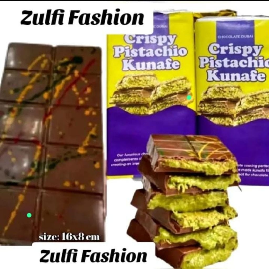 

Chocolate Kunafe Dubai Original Crispy *PISTACHIO KUNAFE* Berat 270 gram size 16×8 coklat viral Lembut Leleh dimulut