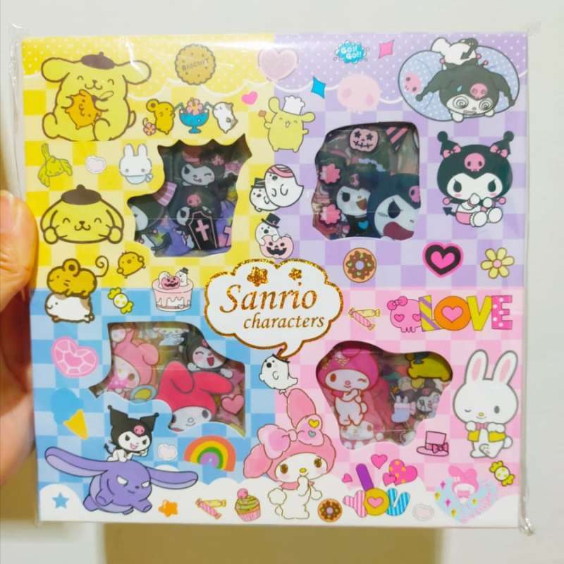 

(4 pcs) Sticker transparent Sanrio dan Lotso kuromi, cinnamorol, lovely, pompompurin