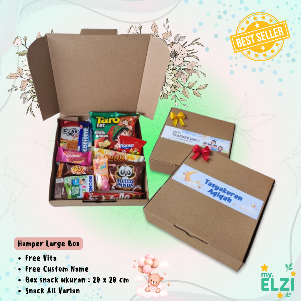 

{GRATIS Custom sticker} Hampers Snack Box 20x20 Termurah | Gift | Bingkisan Ulang Tahun | Aqiqah | Imlek | Natal