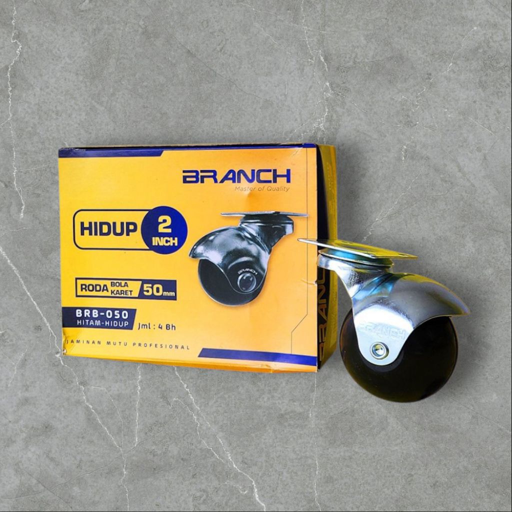 roda bulat karet 2 inch set 4pcs / roda caster karet 2in