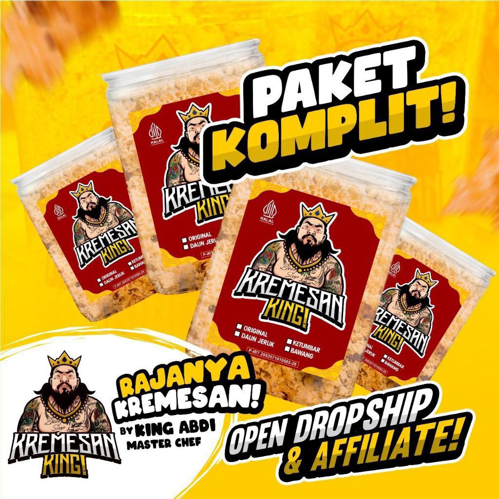

PAKET KOMPLIT SARI AYAM KREMES KING ABDI SNACK KRIUK MAKANAN GURIH RASA ORIGINAL INSTAN SIAP SAJI