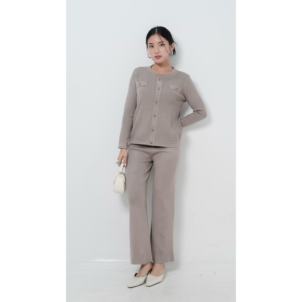 Clara one set cullote premium knit - one set rajut wanita