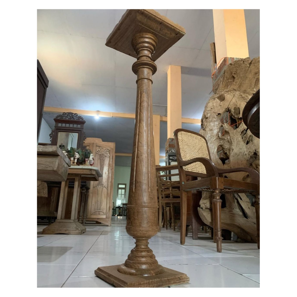 (Kayu Lama) Standing pot Tiang pot kayu jati rustic